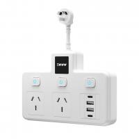 1-to-6 Socket Converter with Independent Switch Control, Multi-Port USB Charging, and Touch Night Light - White
